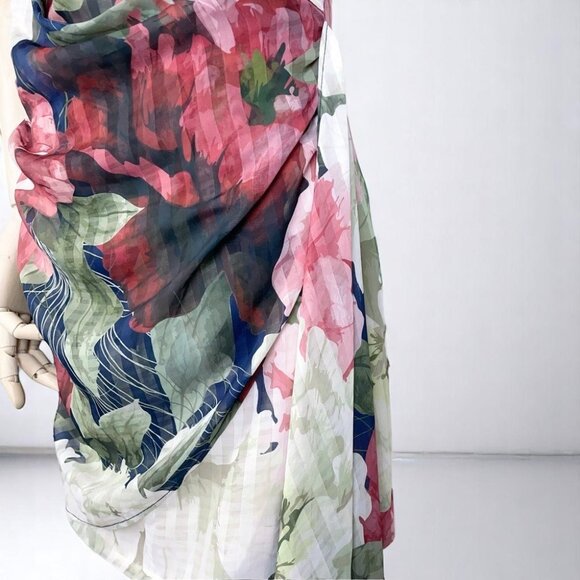 NWT Elliatt Odeon Draped Collar Mini Dress Navy Floral Multi - Picture 4 of 9